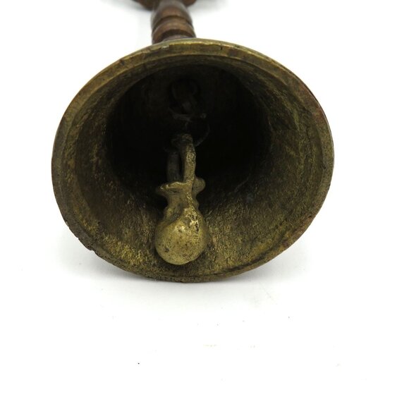 Vintage Indian 7" Cast Metal Brass Temple Bell Braham Bull Finial Ornate Handle - Picture 10 of 10